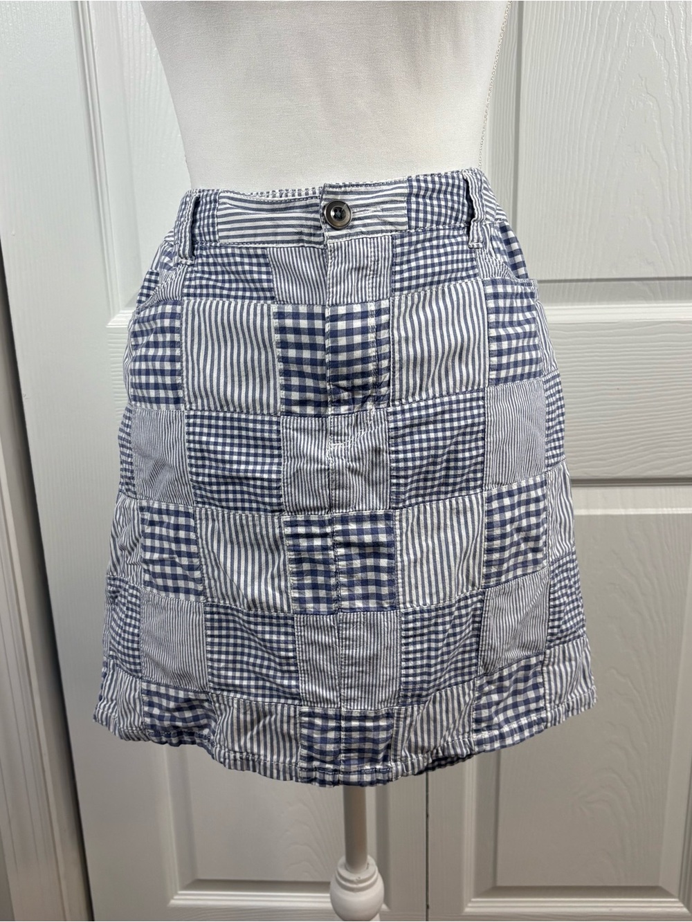 Patchwork Gingham Mini Skort Coastal Cottagecore Picniccore Preppy 10